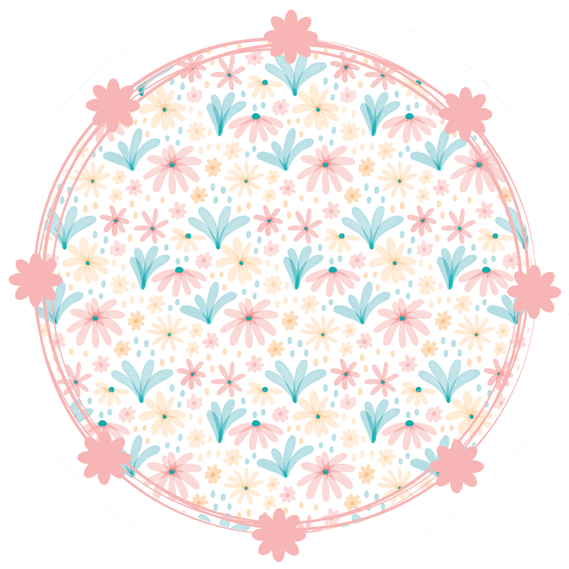 Gentle Bloom Motif flower vinyl rug - TenStickers