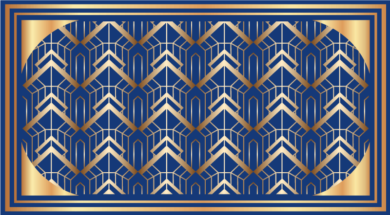 Navy Geometric Shapes modern vinyl rug - TenStickers