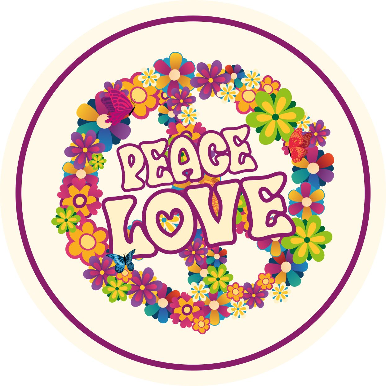 Peaceful Message flower vinyl rug - TenStickers