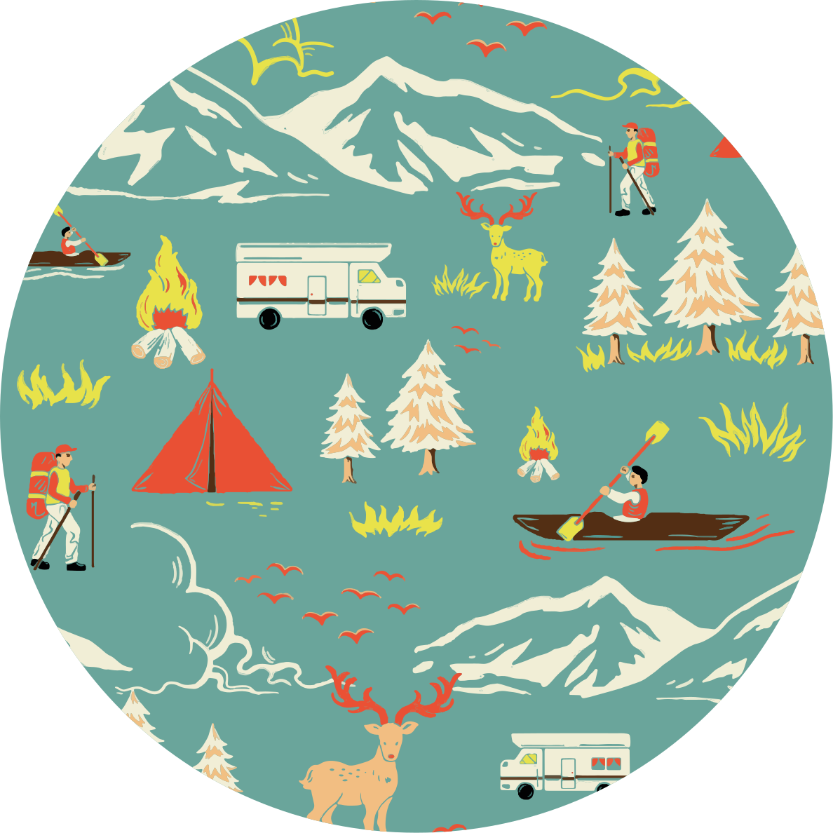 Outdoor Adventure nature vinyl rug - TenStickers