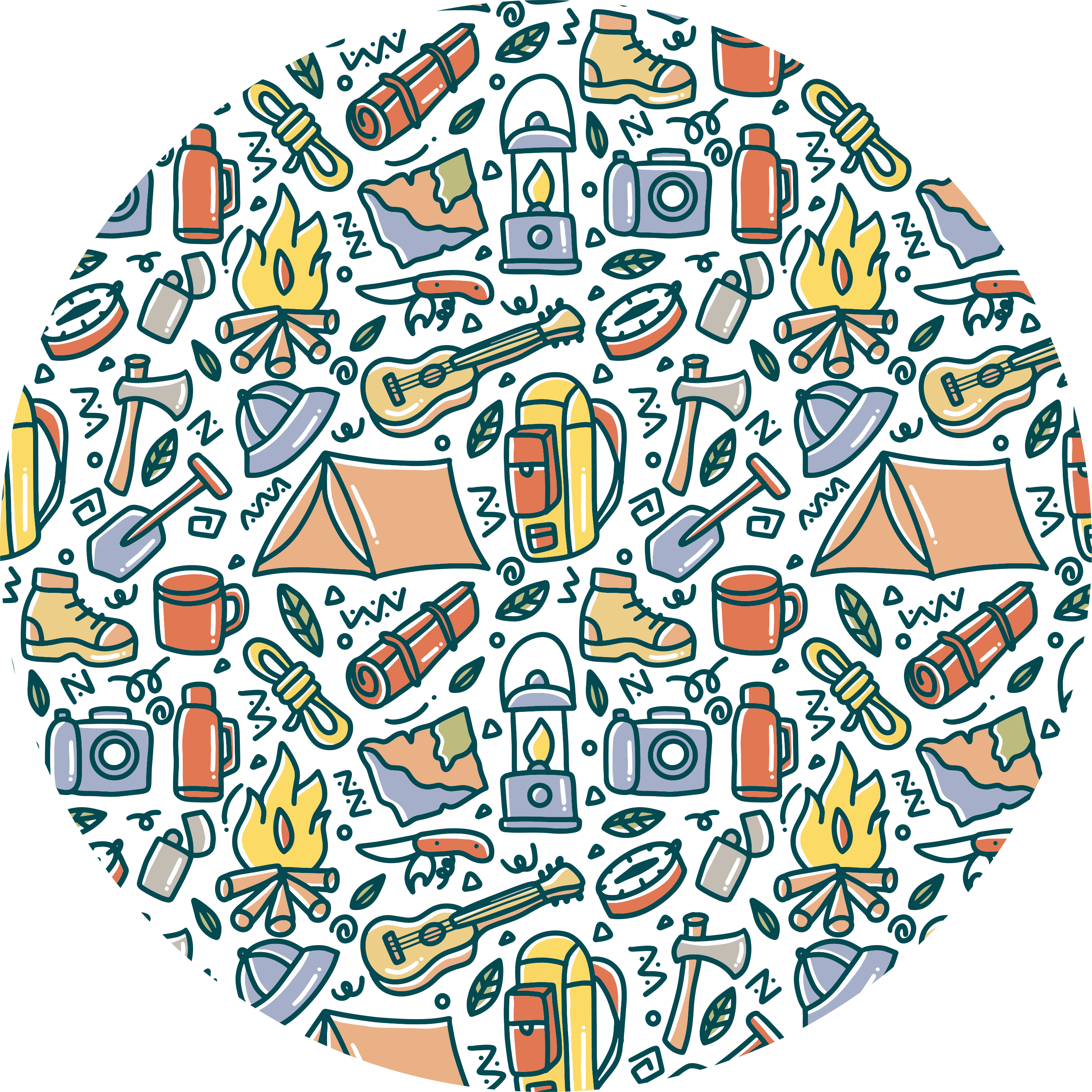 Camping Adventure Concept teenager vinyl rug - TenStickers