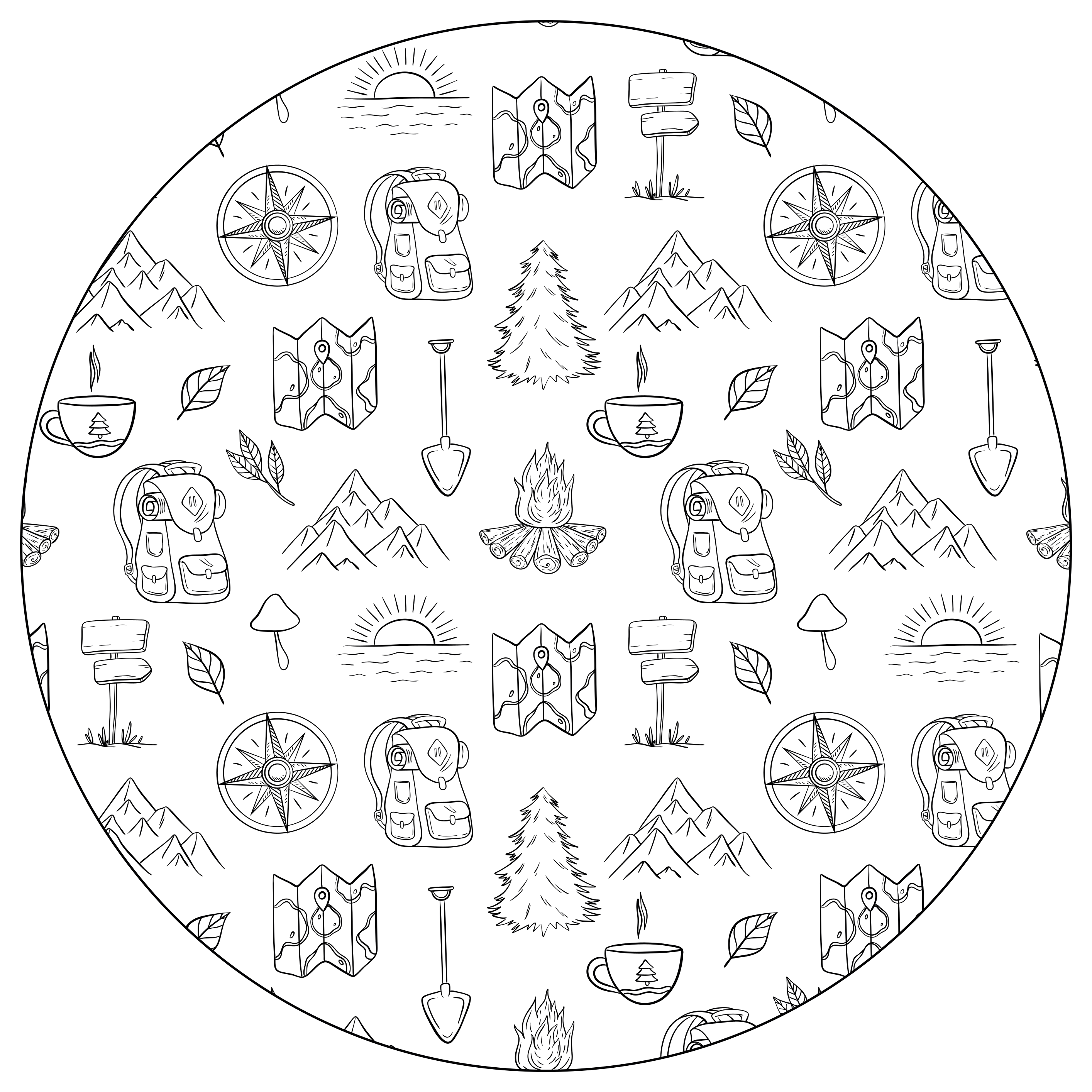 Camping Adventure Icons vinyl rug - TenStickers