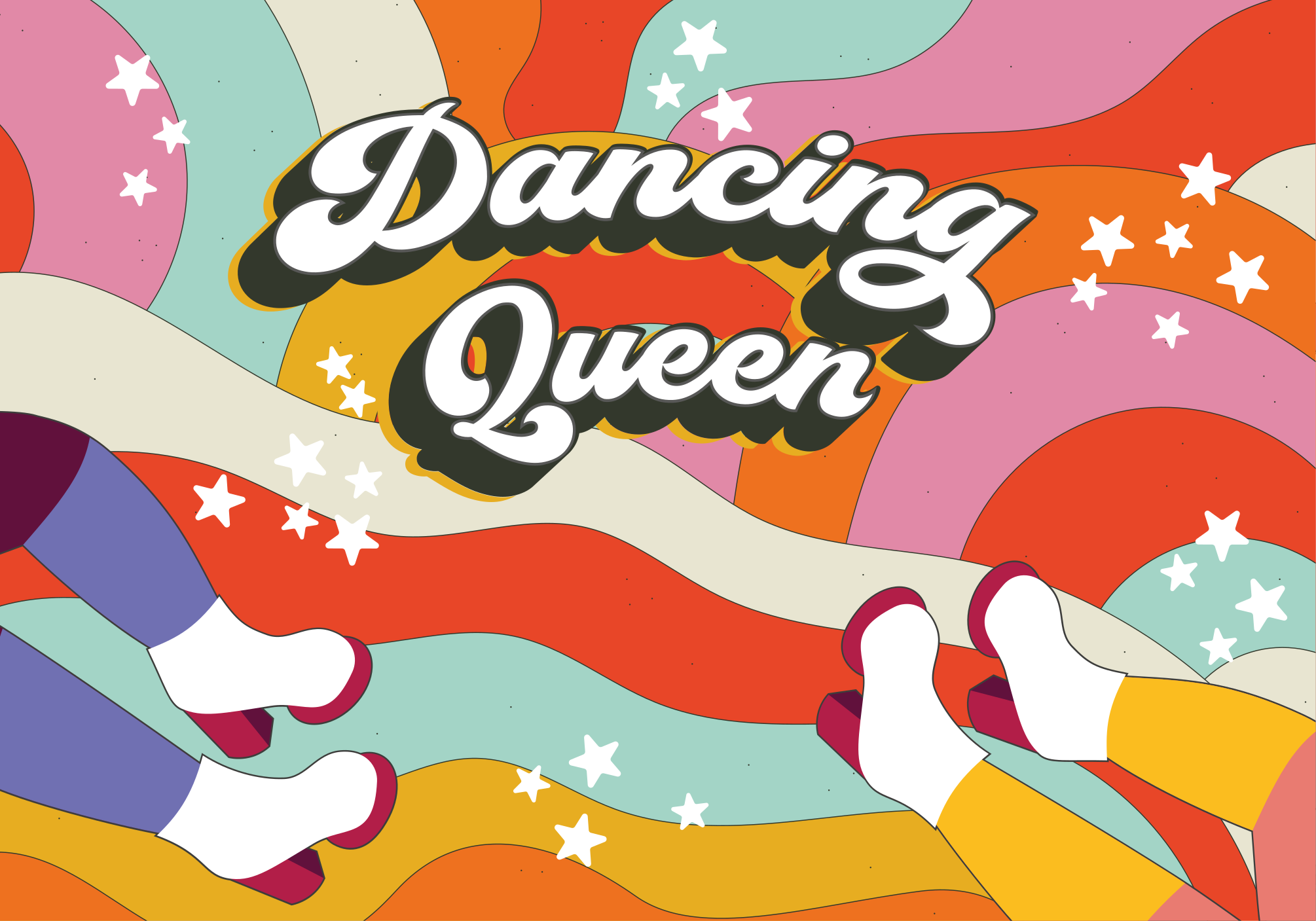 Dancing queen pink background vintage rug - TenStickers