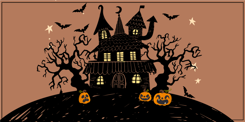 Haunted House Scene halloween vinyl rug - TenStickers