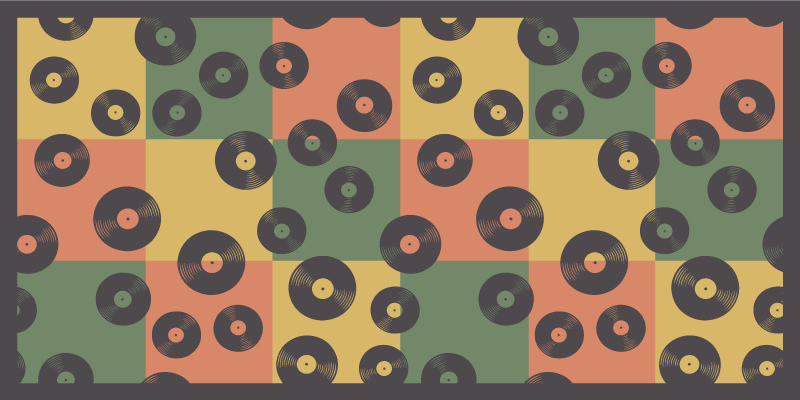 Mosaic vinyl rug inspired by colorful vinyl records - TenStickers