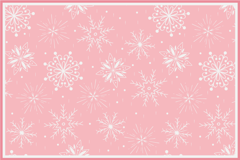Snowflakes pink background Christmas vinyl rug - TenStickers