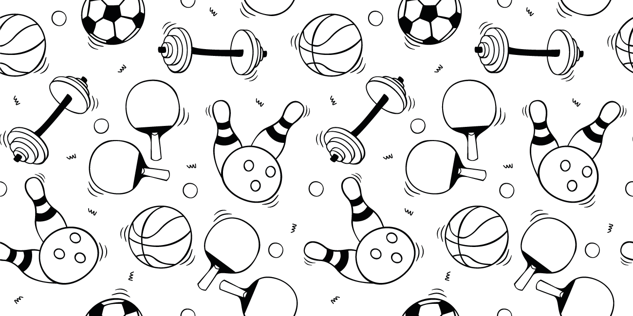 Pattern sports equipment doodle  teen vinyl rug - TenStickers