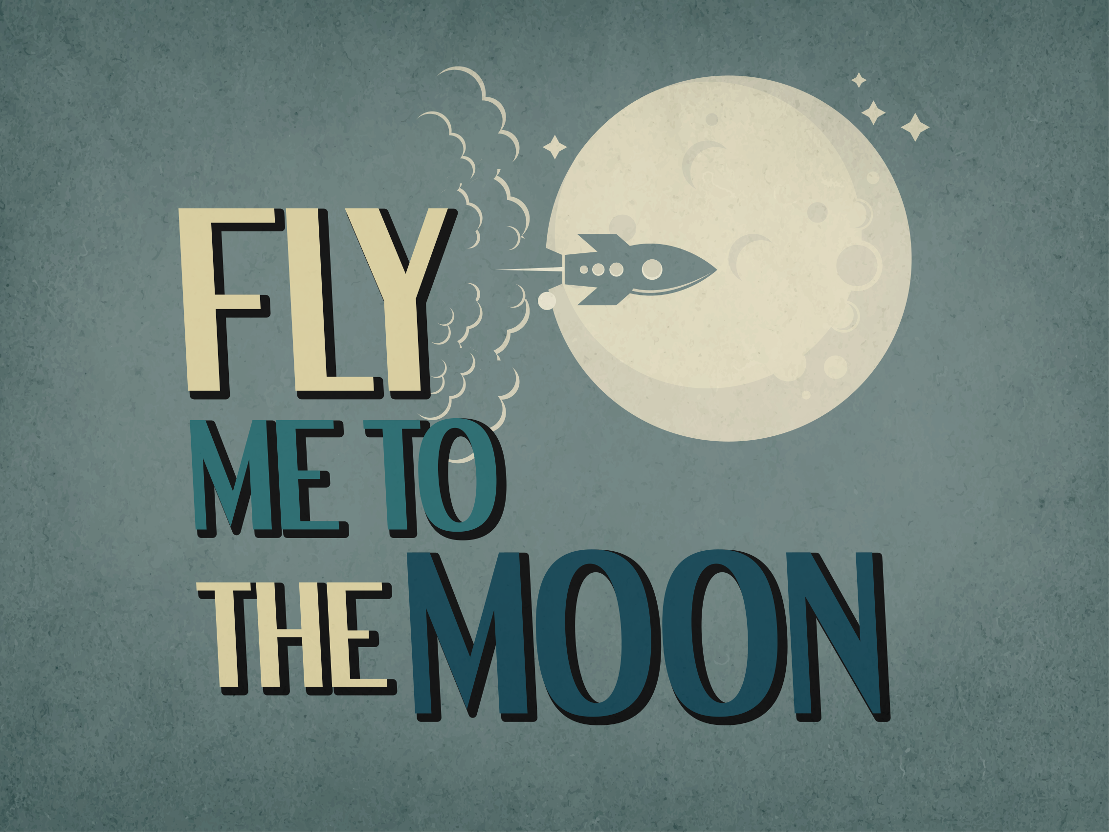 Fly me to the moon retro  living room rug - TenStickers