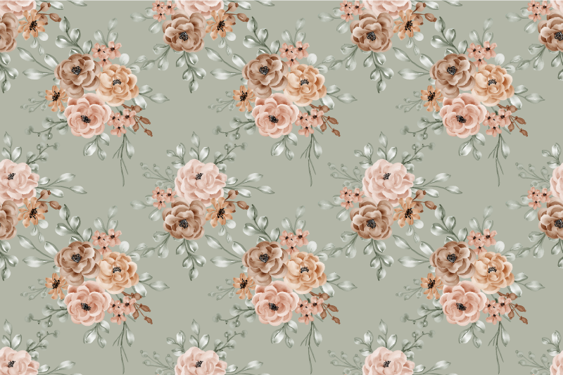 Vintage roses on mint green vinyl floral rug - TenStickers