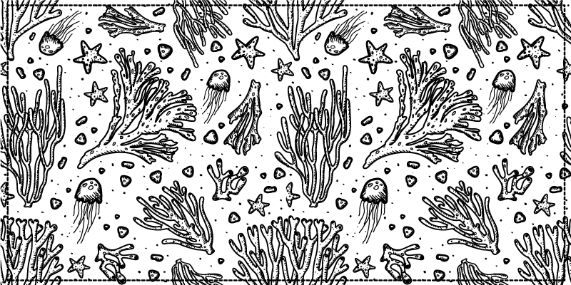 Monochrome Ocean Motif animal mat - TenStickers