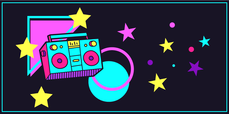 80s style colorful boombox vintage rug - TenStickers