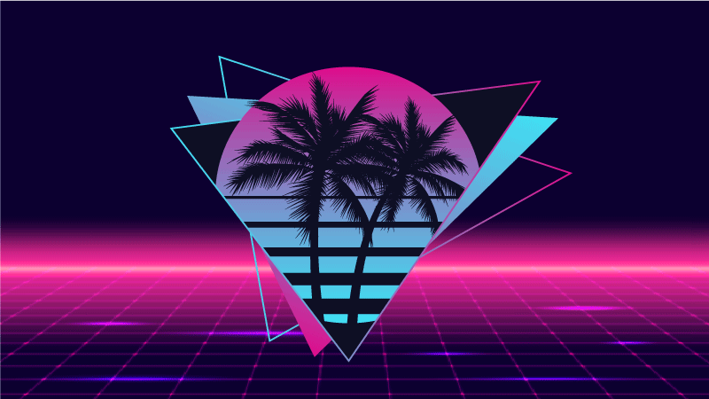 Vaporwave style palm tree vintage rug - TenStickers