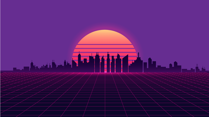 Vaporwave sunset 80s style vintage floor rug - TenStickers