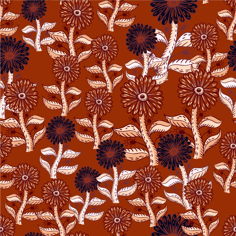 Floral Pattern Harmony flower vinyl rug - TenStickers