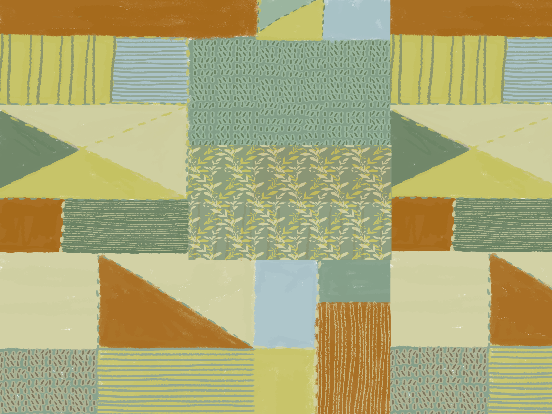 Geometric Patchwork Tapestry geometric vinyl rug - TenStickers