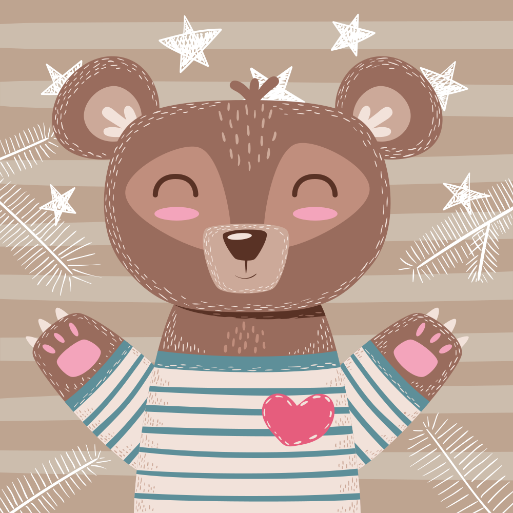 Adorable Bear Illustration nursery vinyl rug - TenStickers