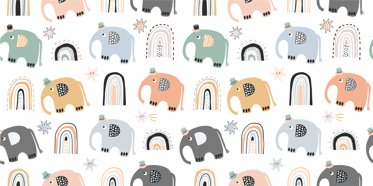 Charming Elephant Parade nursery vinyl rug - TenStickers
