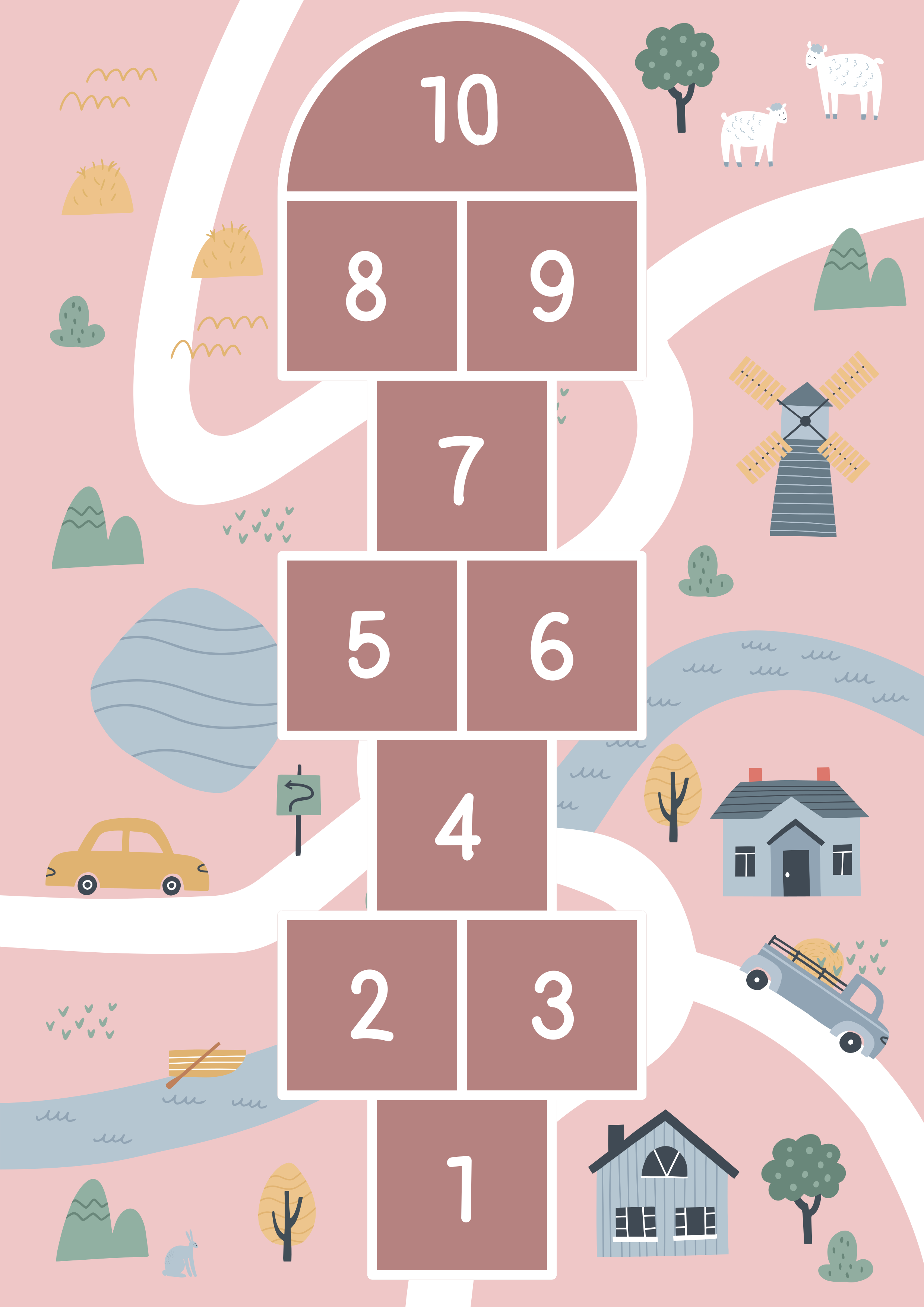 Children's Playful Hopscotch game vinyl rug - TenStickers