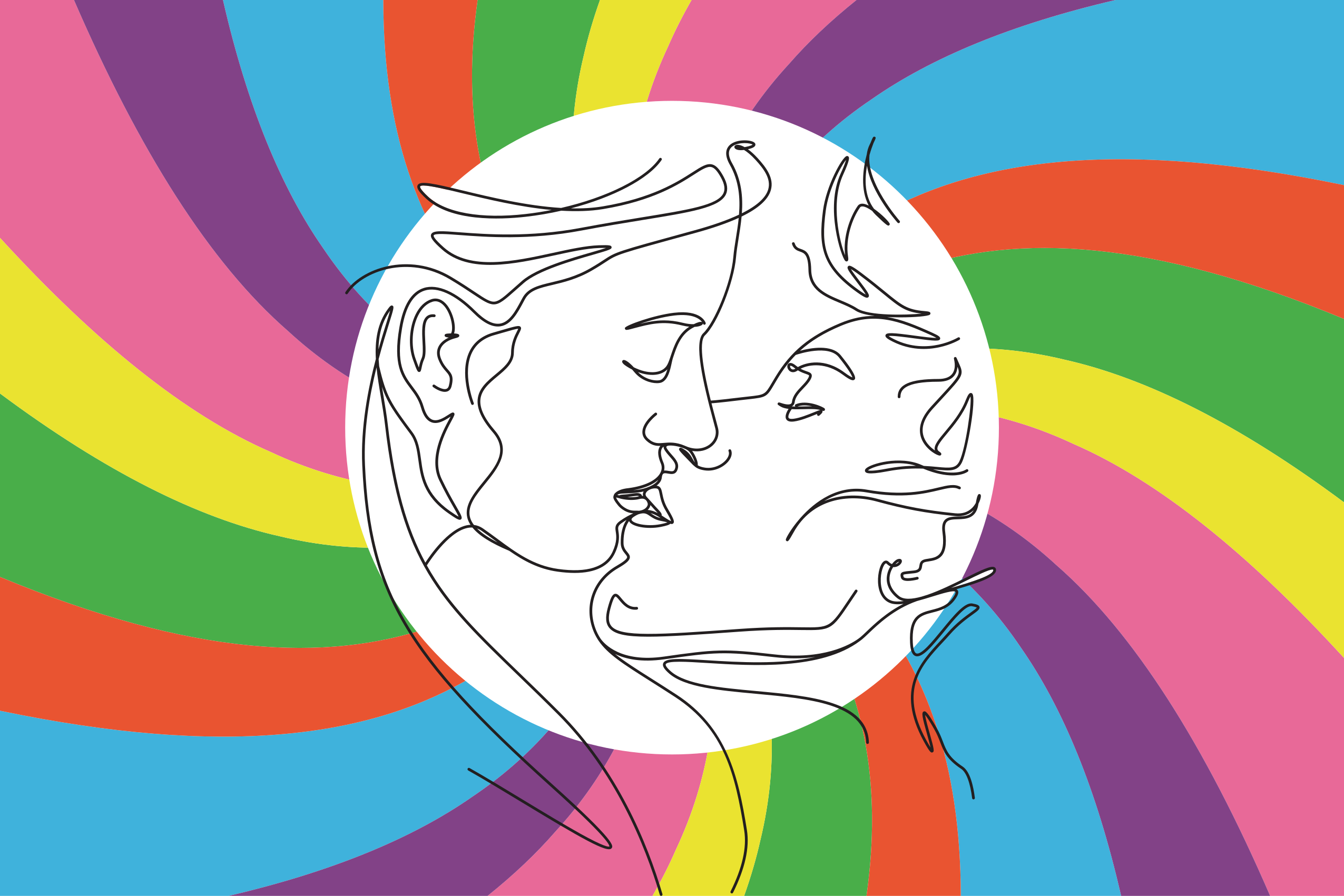 Colorful Kiss Silhouette kids vinyl rug - TenStickers