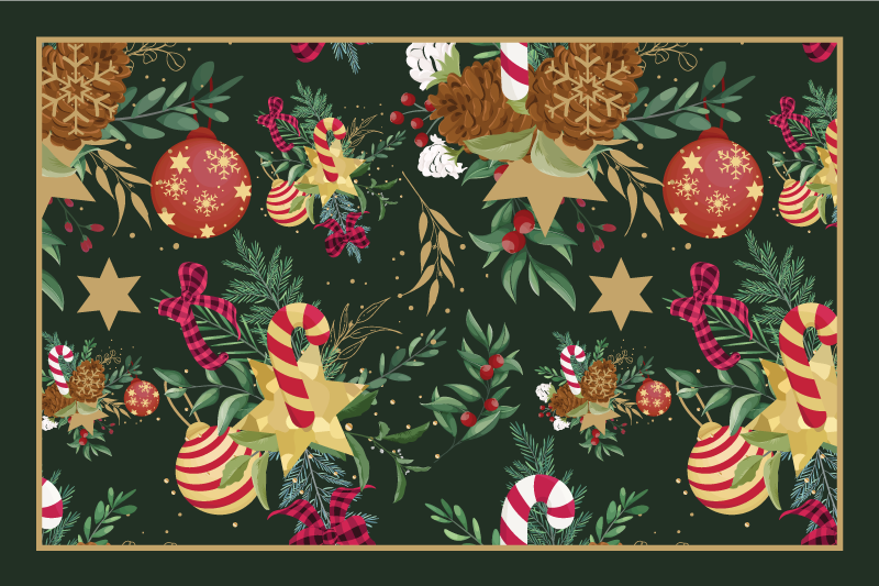 Branches, gifts Xmas-decor Christmas vinyl rug - TenStickers
