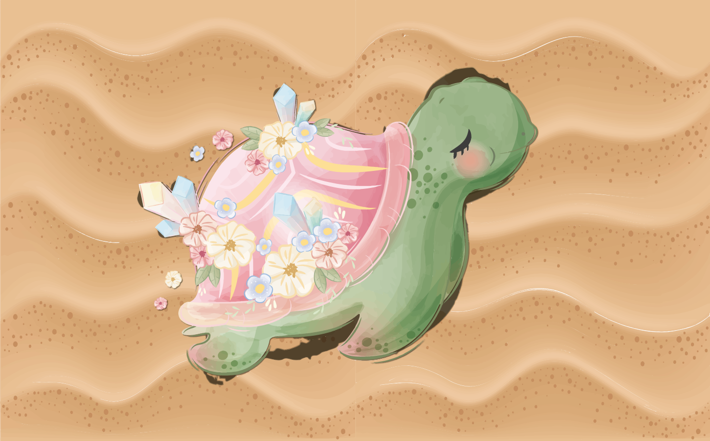 Sea Turtle Oasis playroom vinyl rug - TenStickers