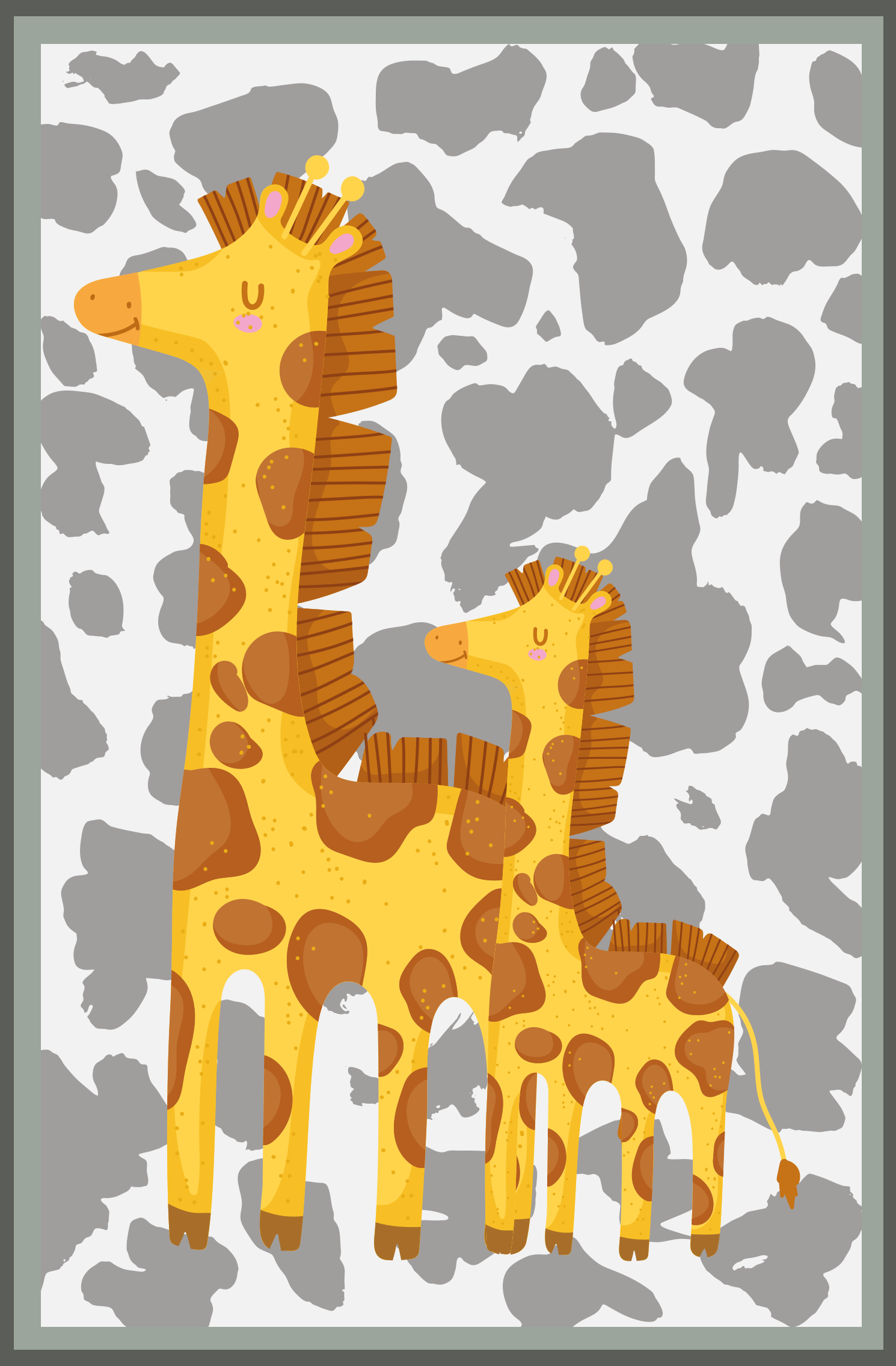 Mother and daughter giraffes baby play mat - TenStickers