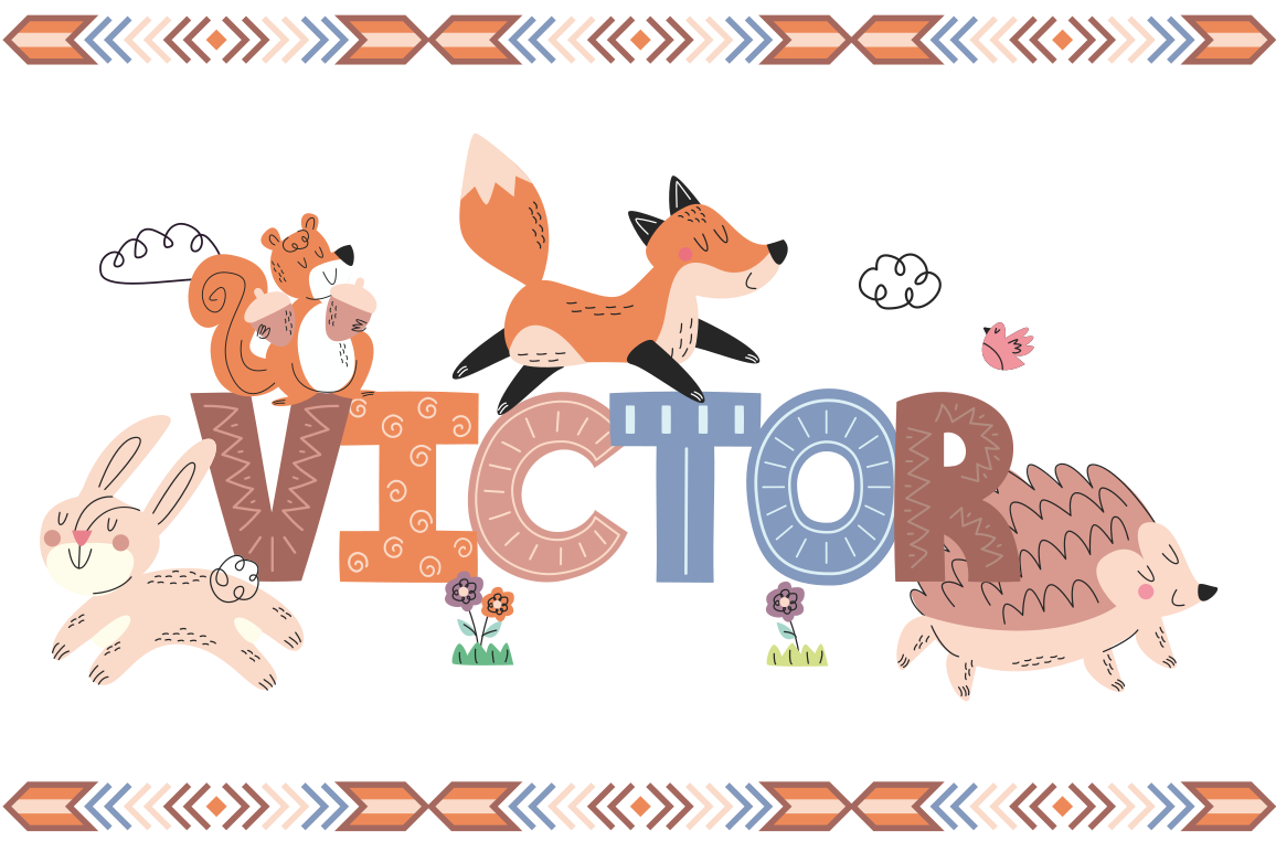 Forest kid animals with customisable vinyl mat - TenStickers