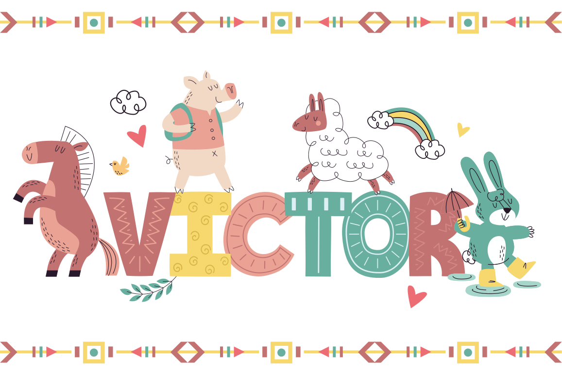 Playful Alphabet Animals personalized vinyl rug - TenStickers