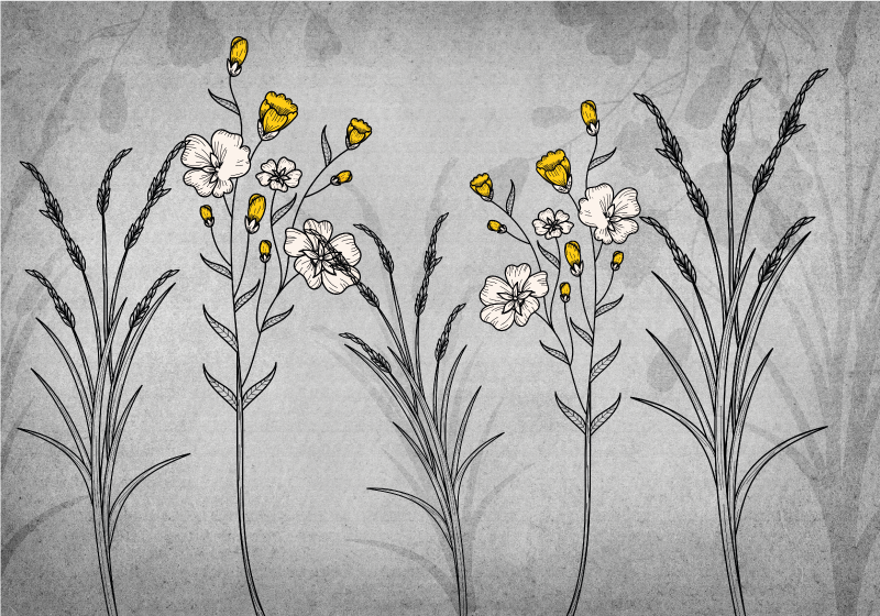 Scandinavian style grey plants nature vinyl rug - TenStickers