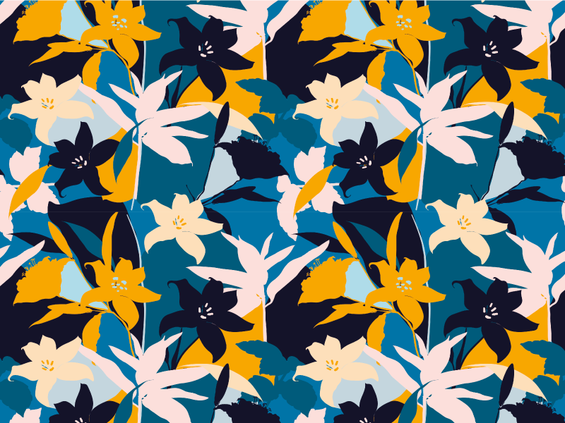 colored lilies floral pattern floral rug - TenStickers