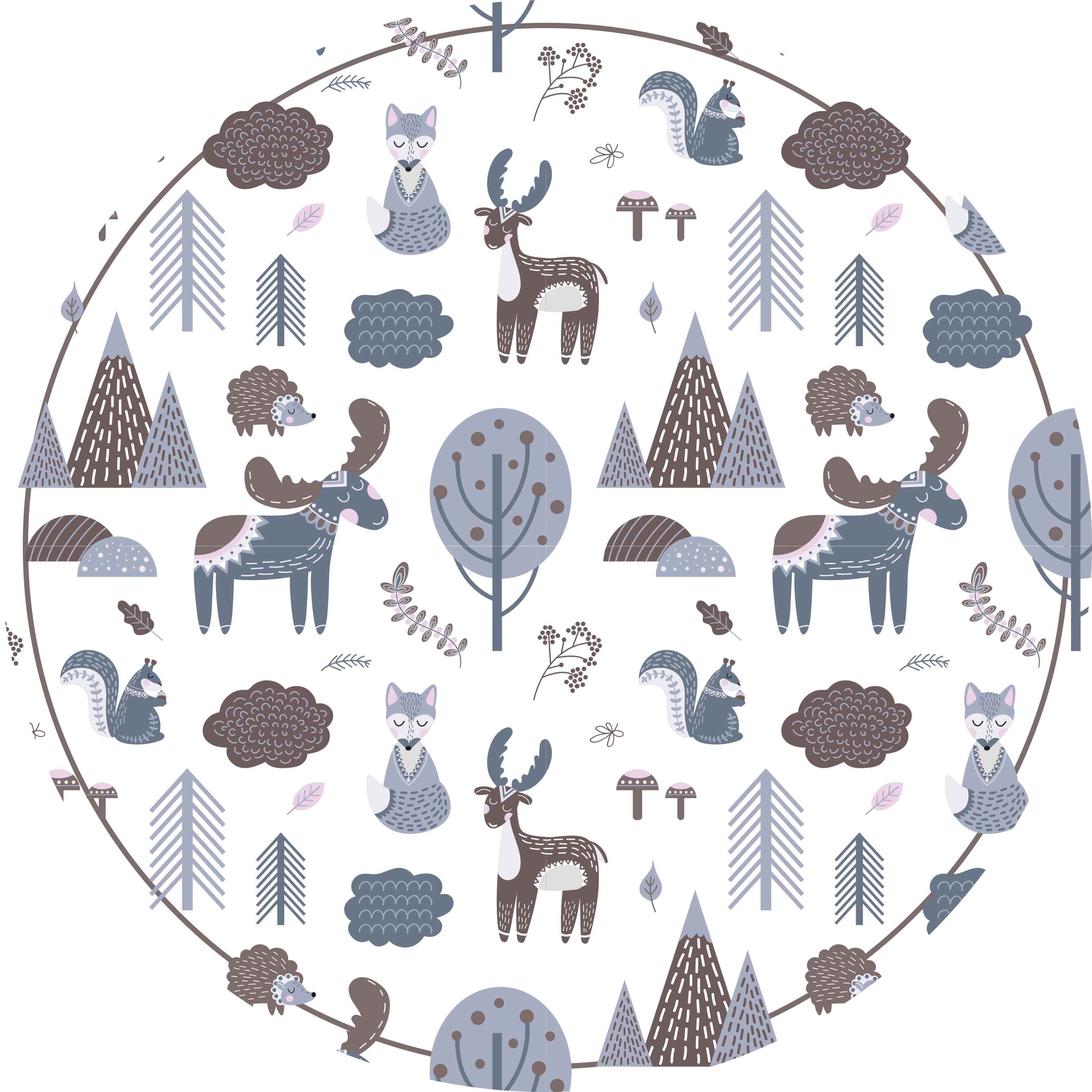 Nordic animals vinyl floor rug - TenStickers
