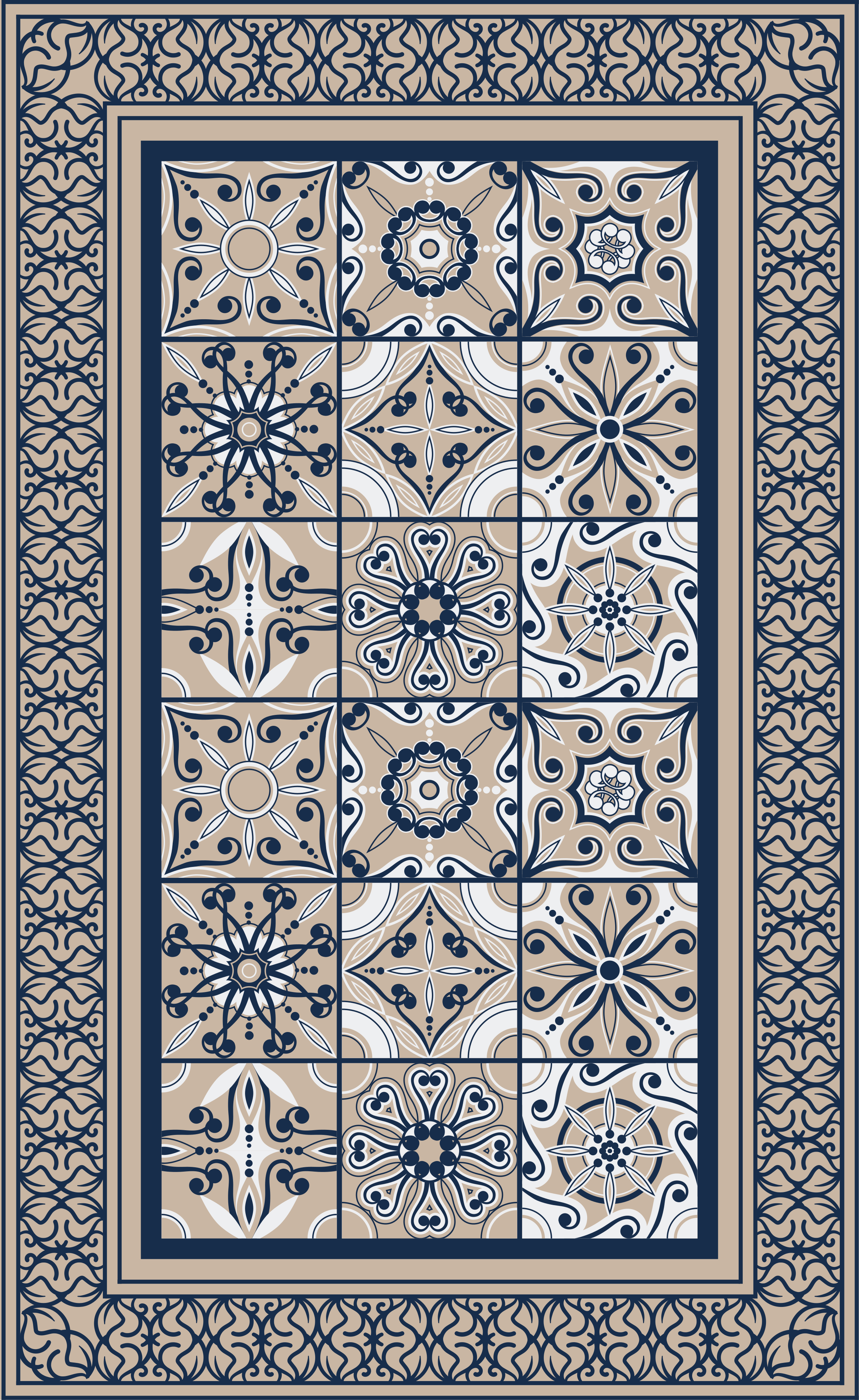 Brown vintage tile carpet - TenStickers