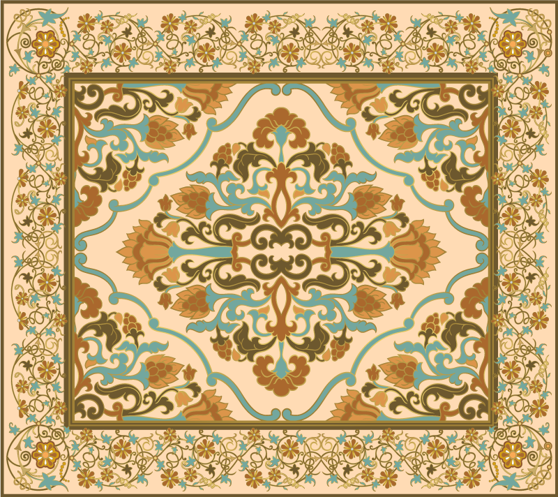 Mandala beige design dining room vinyl rug - TenStickers