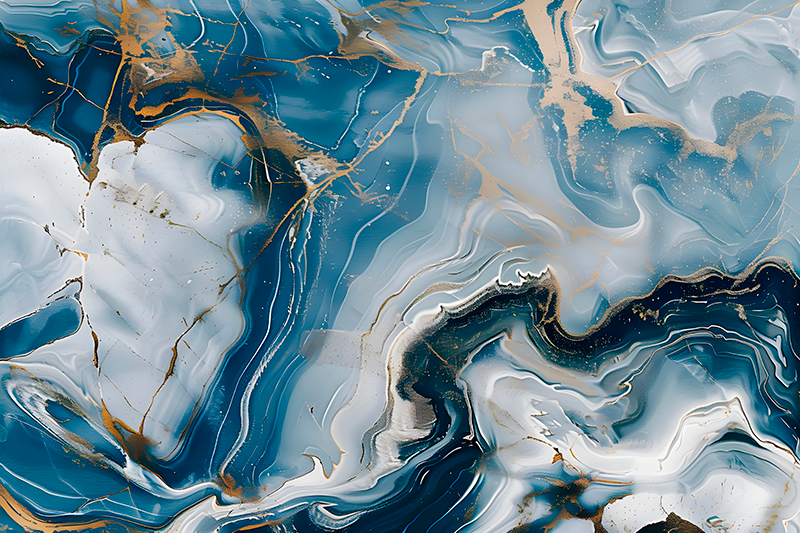 Navy blue & White colors marble vinyl rug - TenStickers