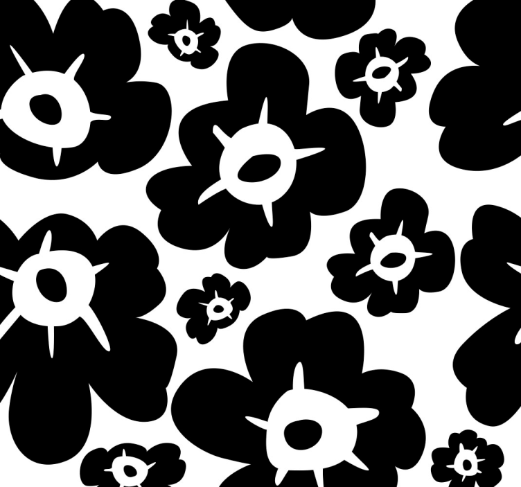 Flower wallpaper black poppy design - TenStickers