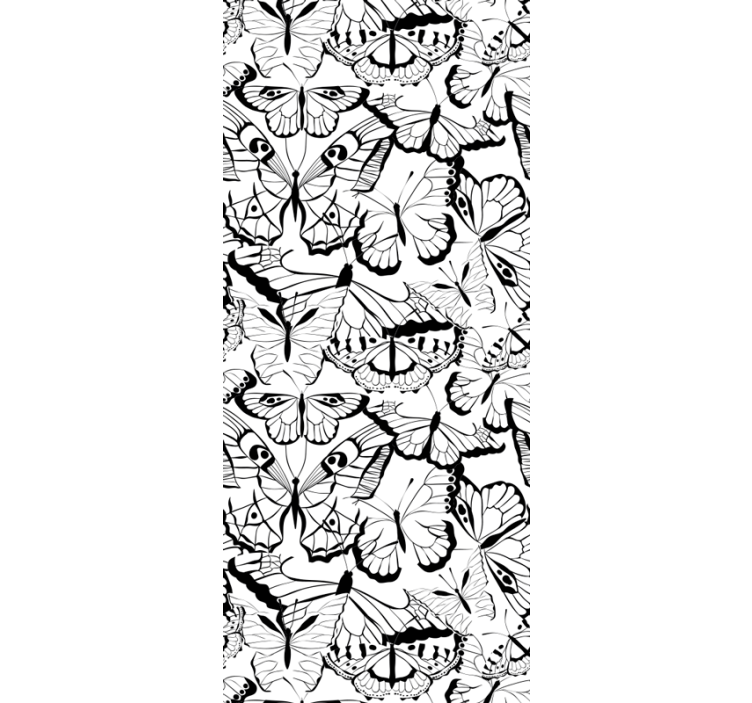 Elegant black and white motif butterfly wallpaper - TenStickers