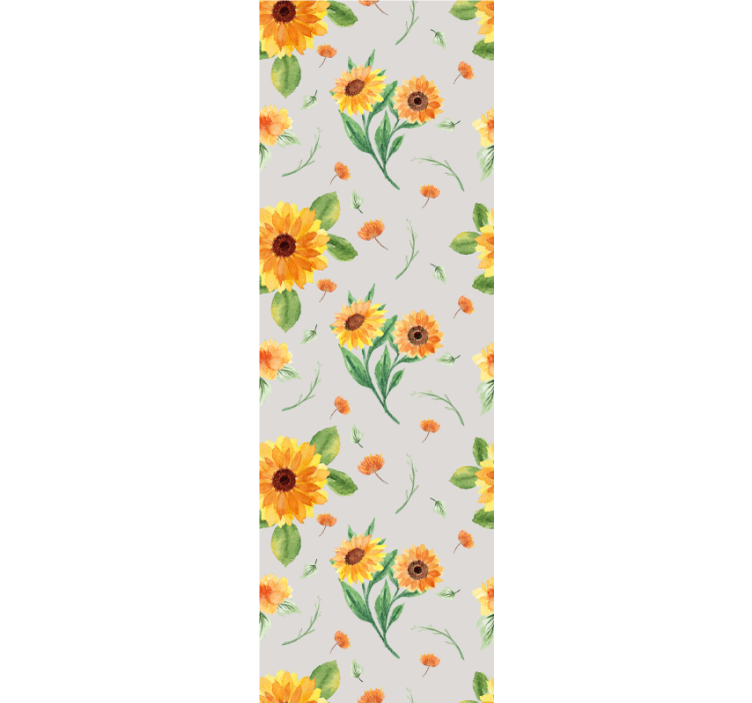 Sunflower grey pattern flower wallpaper - TenStickers
