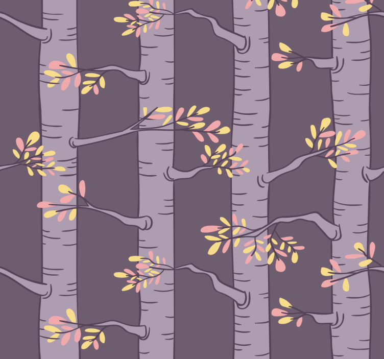 Stylised purple pattern tree wallpaper - TenStickers