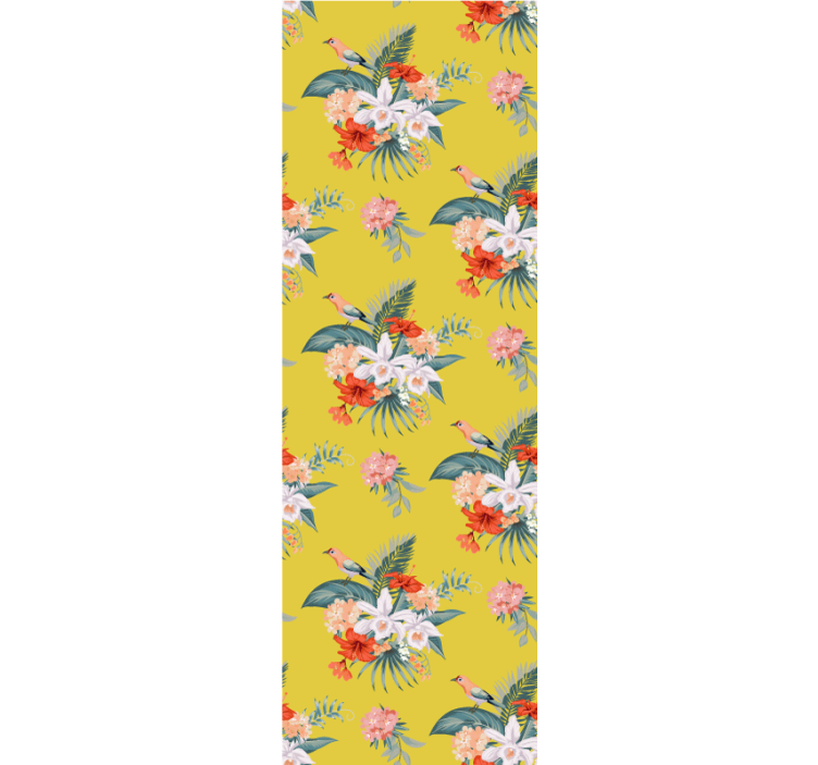 Bouquet on yellow background flower wallpaper - TenStickers