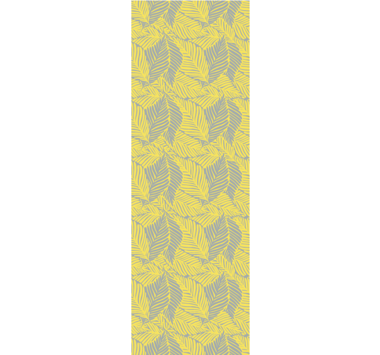 Lively grey and yellow motif leaf wallpaper - TenStickers