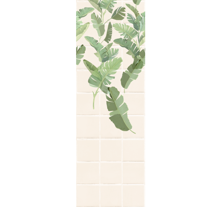 White tiles motif leaf wallpaper - TenStickers
