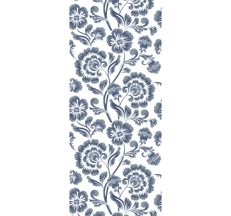 Navy elegant print floral ornament wallpaper - TenStickers