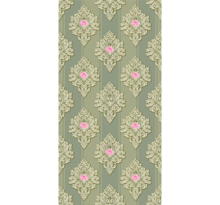 Floral ornament wallpaper with rose floral accents - TenStickers