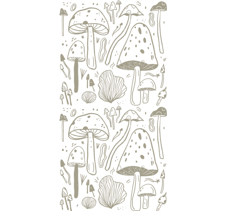 Nature wallpaper beige mushrooms design - TenStickers