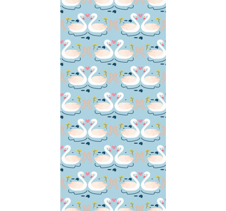 Nature wallpaper swans in love design on blue - TenStickers