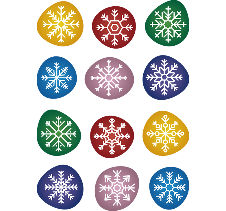 Christmas wallpaper colorful snowflakes - TenStickers