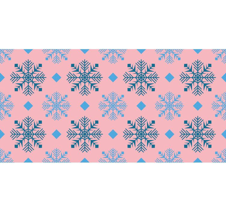 Christmas wallpaper in pink and blue snowflakes - TenStickers