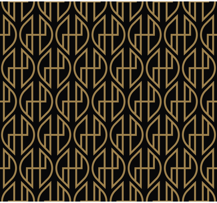 Ornamental wallpaper black and gold stripes - TenStickers