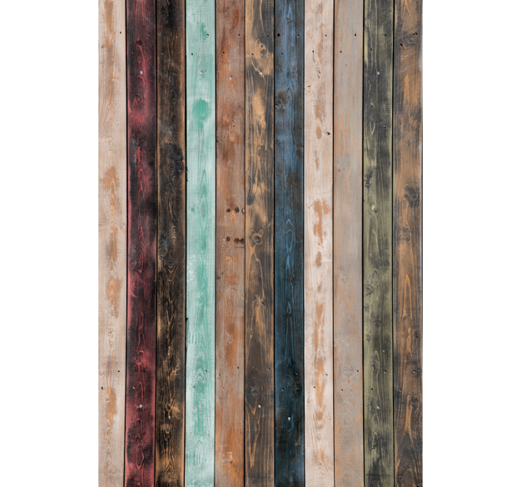 Ornamental wallpaper colorful painted vertical boards - TenStickers