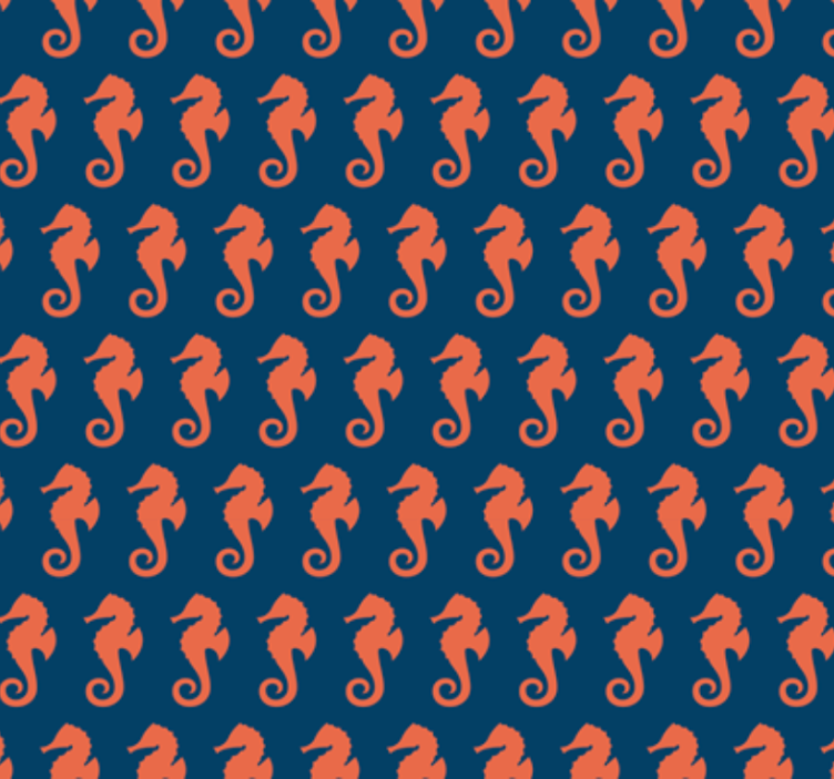 Bedroom wallpaper orange sea horse pattern design - TenStickers